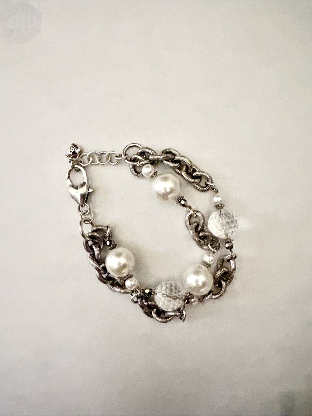 Brighton Bauble Bath Pearl & Crystal Link Bracelet | Silver-Tone